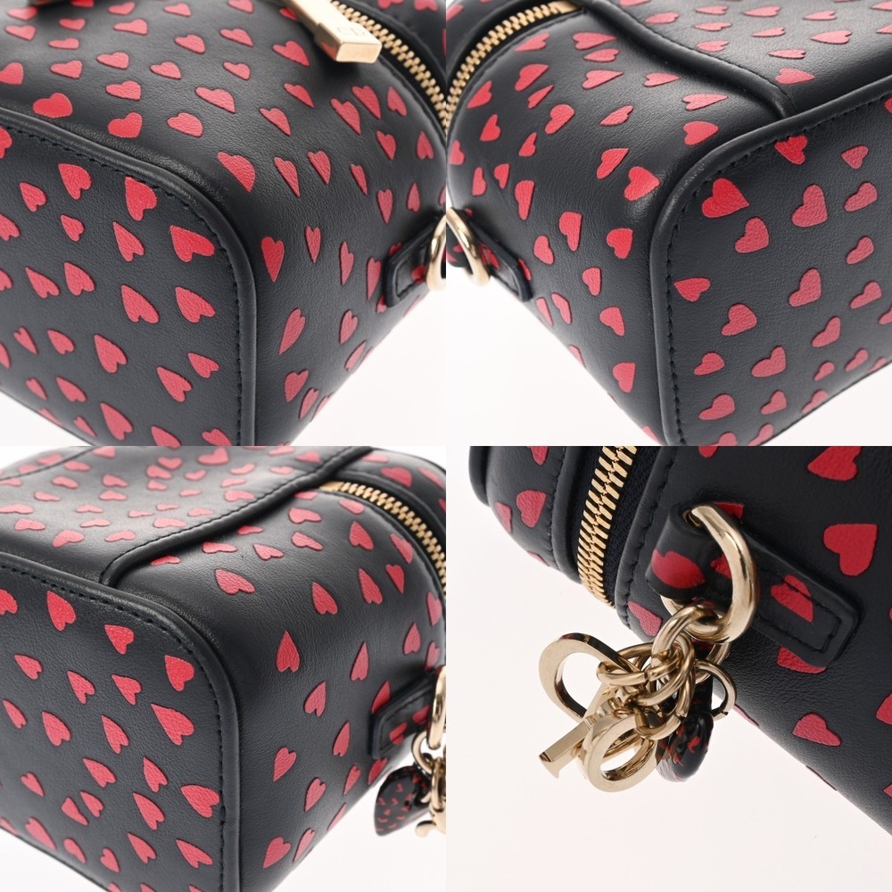 CHRISTIAN DIOR Lady Vanity Case Heart Black Red Leather Bag - Picture 7 of 9